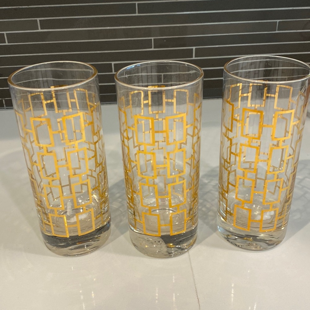 C. Wonder Geometric Print Highball Glass Tumbler - Set of 3